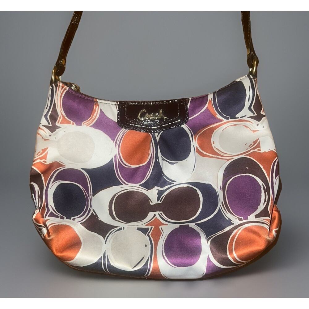 Coach Ashley Scarf Print Signature Logo Satin Shoulder Handbag Old Money Preppy